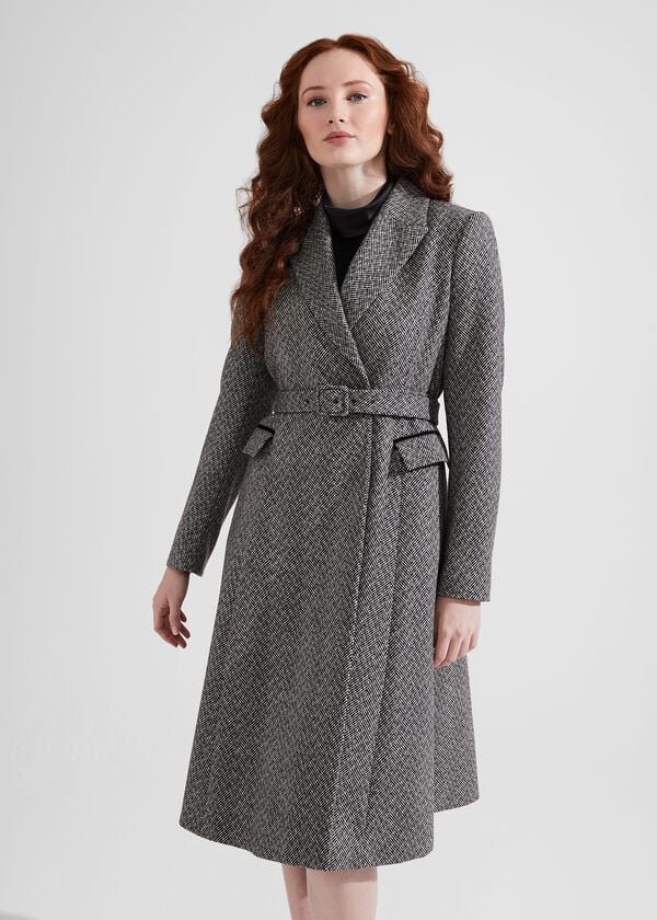 Hobbs Sian Wool Blend Coat Black Ivory