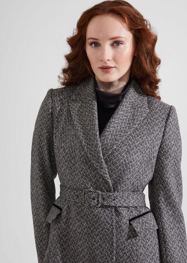 Hobbs Sian Wool Blend Coat Black Ivory