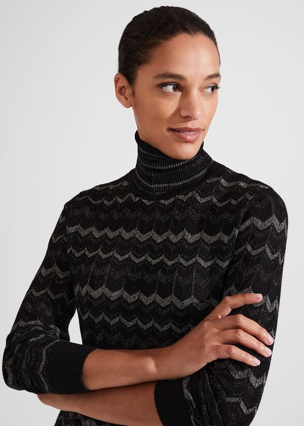 Hobbs Sidonie Sparkle Jumper Black Silver