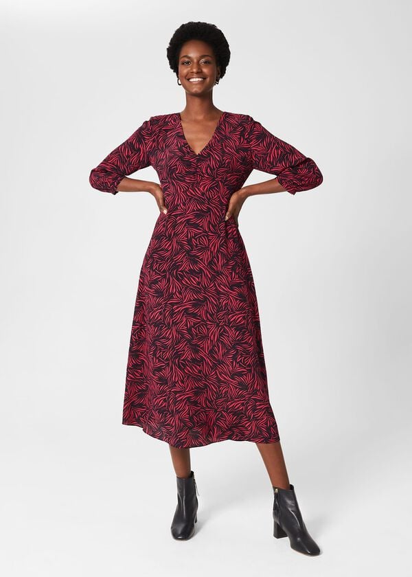hobbs Siena Dress Navy Pink