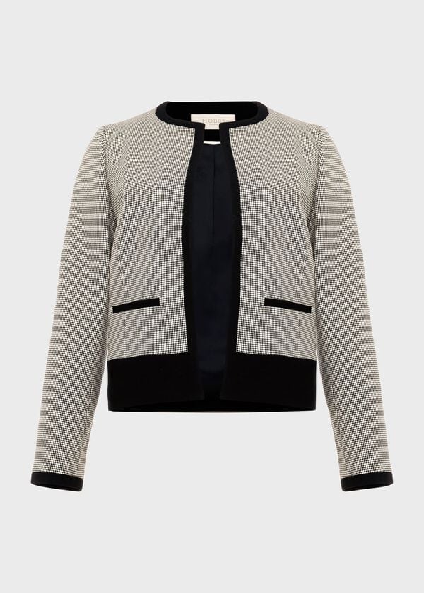 Hobbs Sienna Houndstooth Jacket Ivory Black