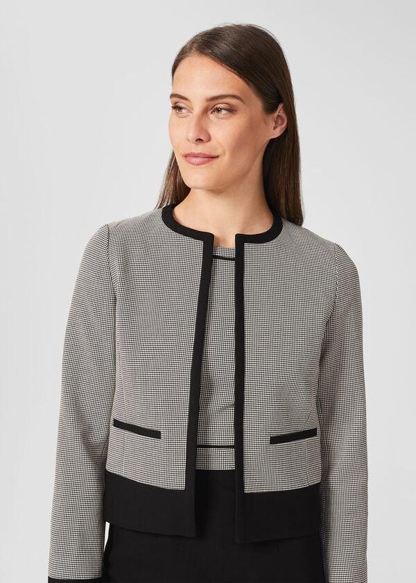 Hobbs Sienna Houndstooth Jacket Ivory Black