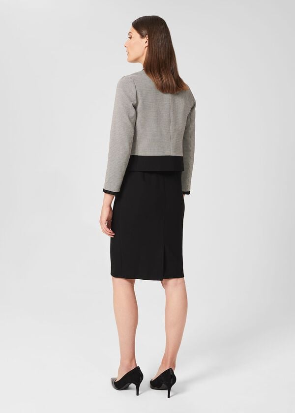Hobbs Sienna Houndstooth Jacket Ivory Black