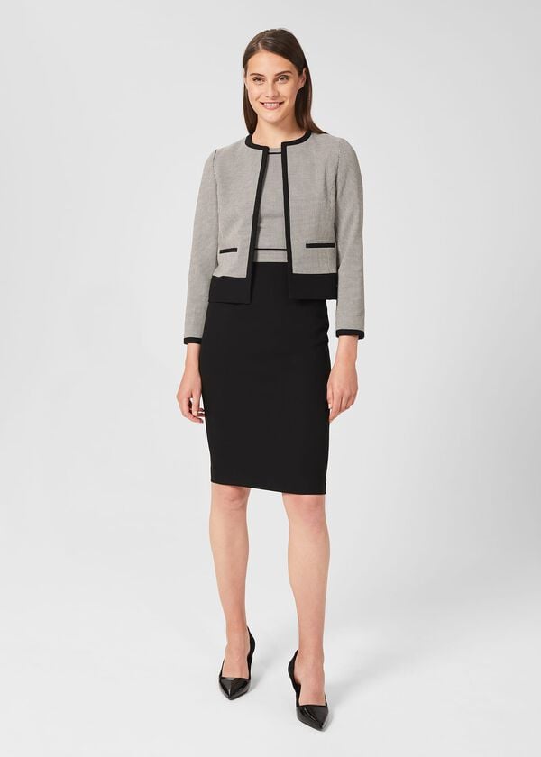 hobbs Sienna Houndstooth Jacket Ivory Black