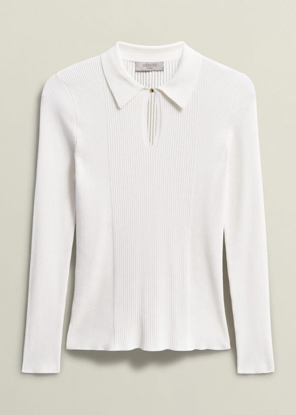 Hobbs Sierra Knitted Shirt Warm Ivory