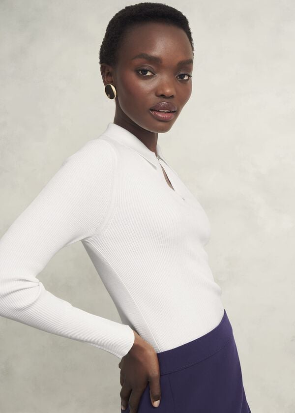 hobbs Sierra Knitted Shirt Warm Ivory