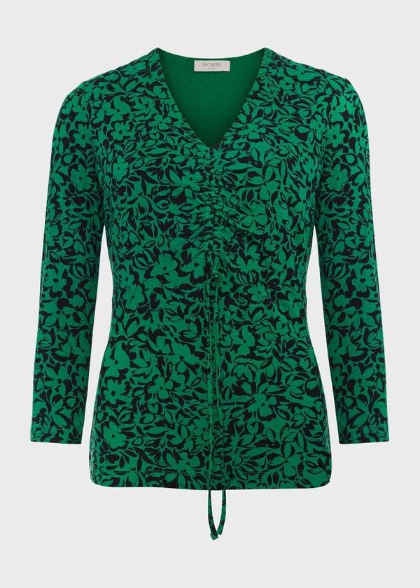 Hobbs Simmy Printed Top Green Black