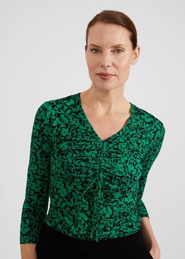 Hobbs Simmy Printed Top Green Black
