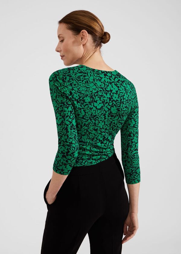 Hobbs Simmy Printed Top Green Black
