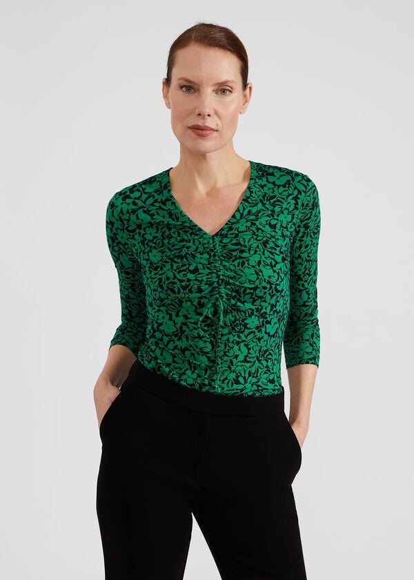 hobbs Simmy Printed Top Green Black