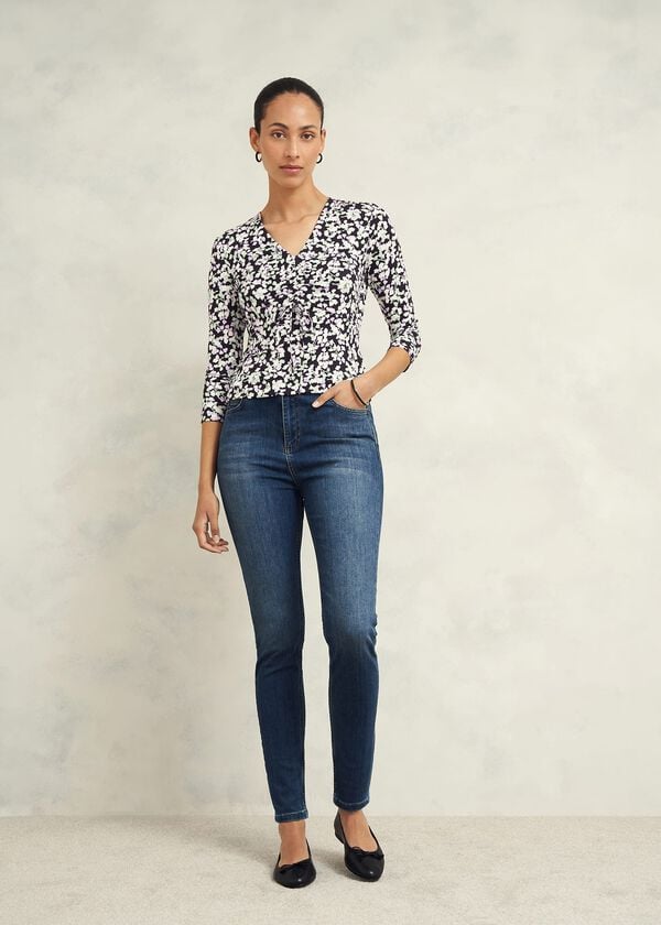 hobbs Simmy Printed Top Navy Multi