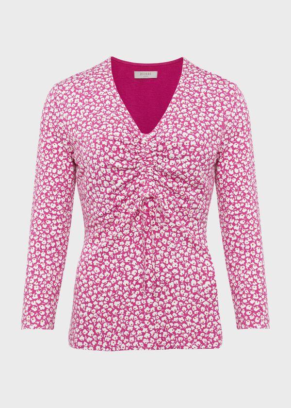 Hobbs Simmy Printed Top Pink Ivory