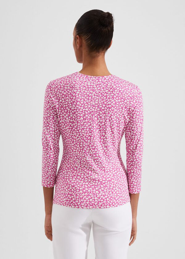 Hobbs Simmy Printed Top Pink Ivory