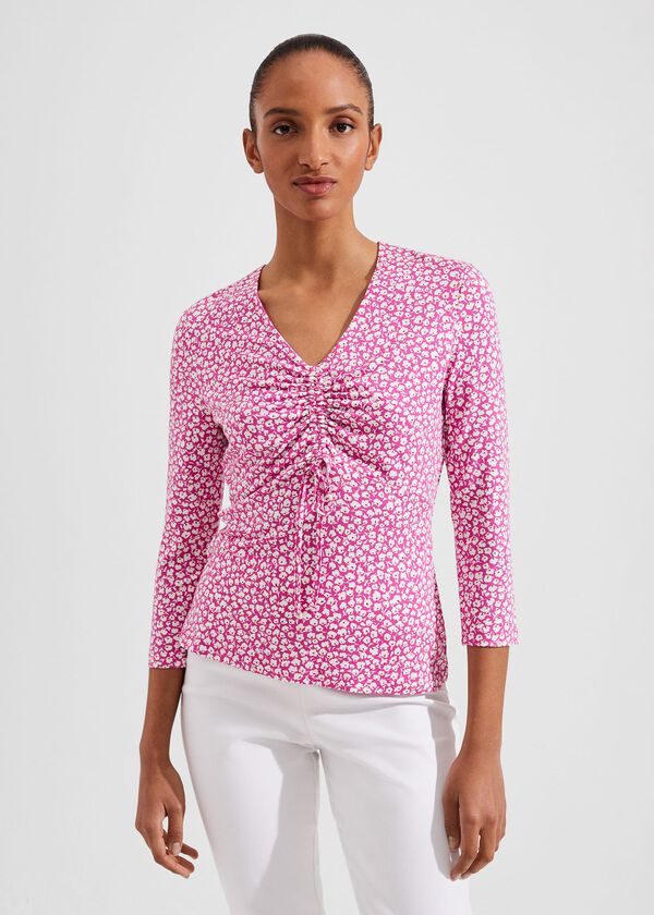 hobbs Simmy Printed Top Pink Ivory