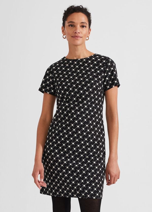 hobbs Simona Dress With Cotton Black Ivory