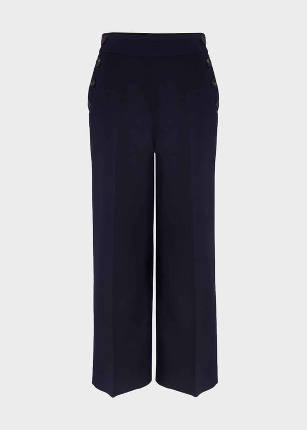 Hobbs Simone Crop Trousers With Cotton Navy