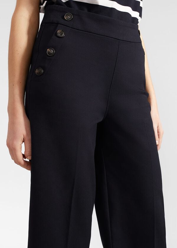 Hobbs Simone Crop Trousers With Cotton Navy