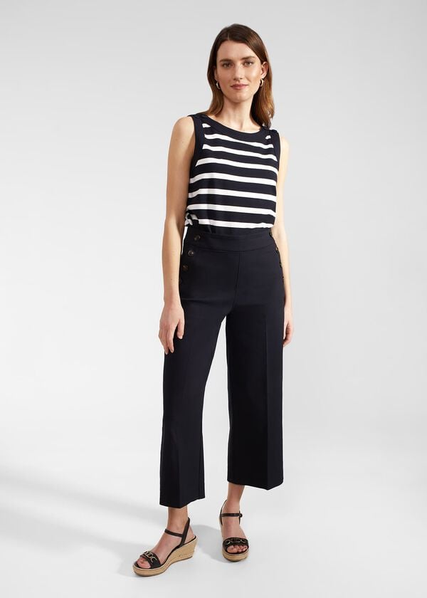 hobbs Simone Crop Trousers With Cotton Navy