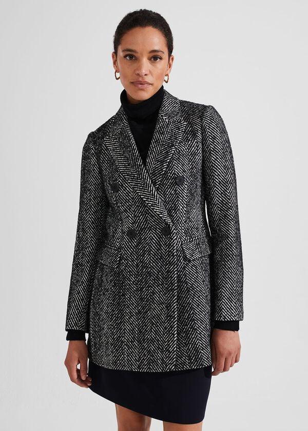Hobbs Skye Coat With Wool Black White
