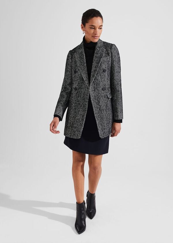 hobbs Skye Coat With Wool Black White