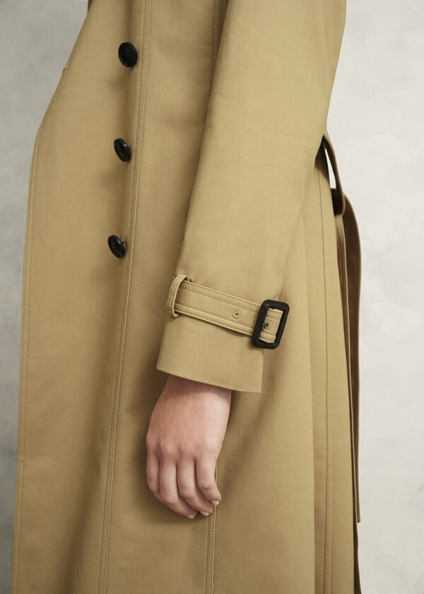 Hobbs Skylar Shower Resistant Midi Trench Tan