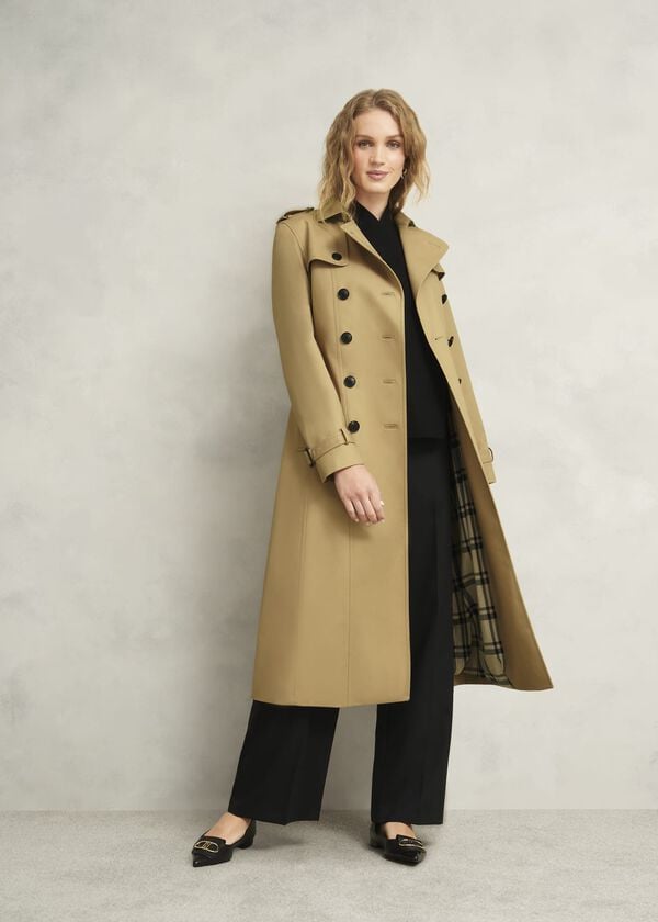 hobbs Skylar Shower Resistant Midi Trench Tan