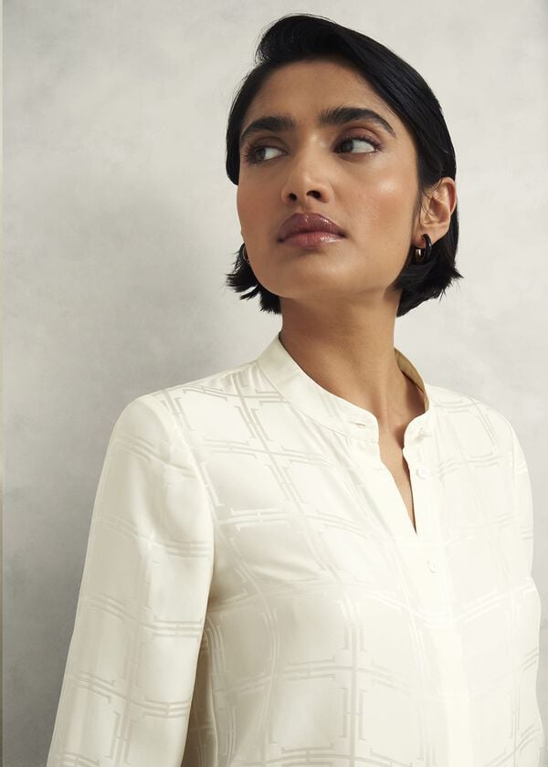 Hobbs Sloane Silk Blouse Ivory