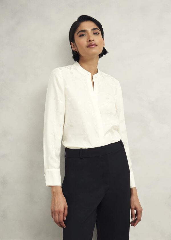 hobbs Sloane Silk Blouse Ivory