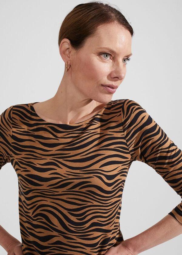 Hobbs Sonya Printed Top Camel Black