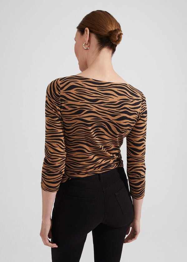 Hobbs Sonya Printed Top Camel Black