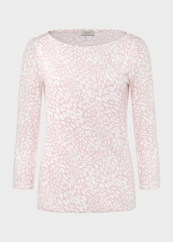 Hobbs Sonya Printed Top Pink Ivory