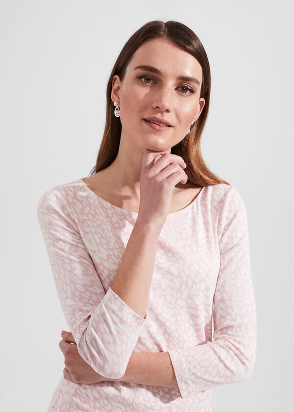 Hobbs Sonya Printed Top Pink Ivory