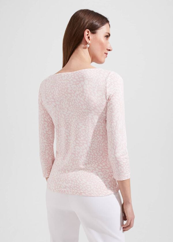 Hobbs Sonya Printed Top Pink Ivory