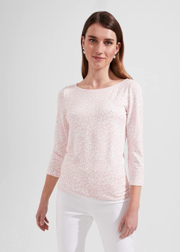 hobbs Sonya Printed Top Pink Ivory