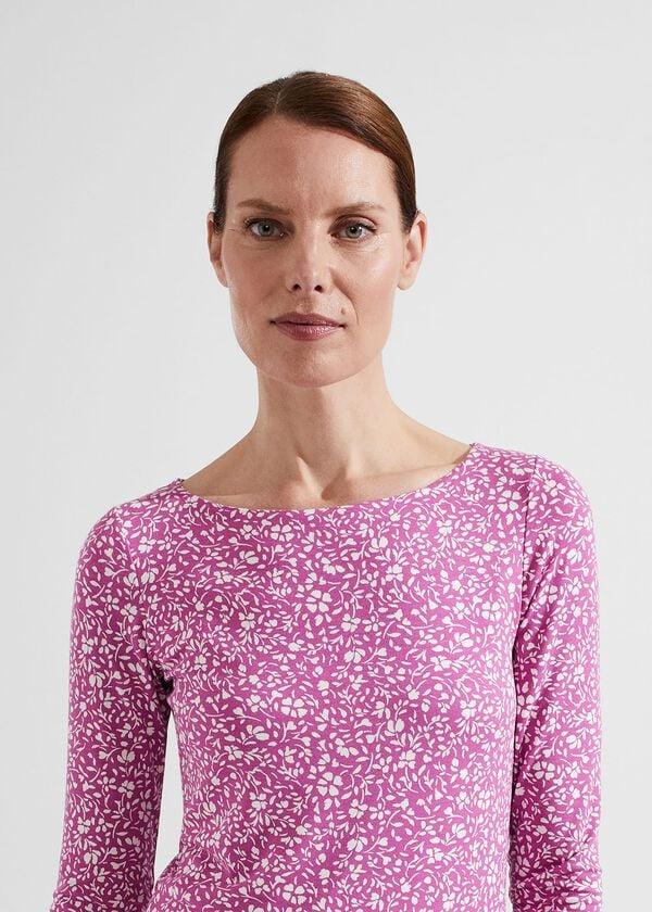 Hobbs Sonya Printed Top Violet Ivory