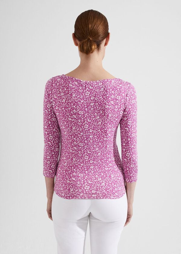 Hobbs Sonya Printed Top Violet Ivory