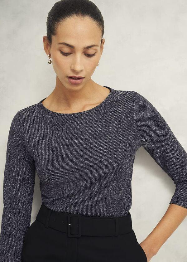 Hobbs Sonya Sparkle Top Black Silver