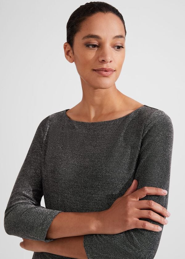 Hobbs Sonya Sparkle Top Black Silver