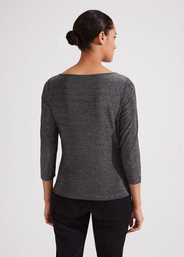 Hobbs Sonya Sparkle Top Black Silver