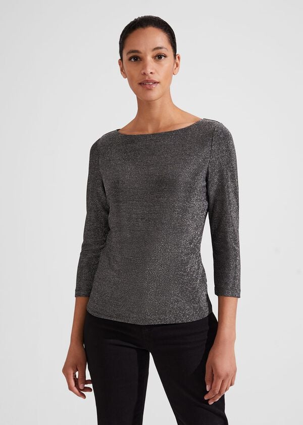 hobbs Sonya Sparkle Top Black Silver