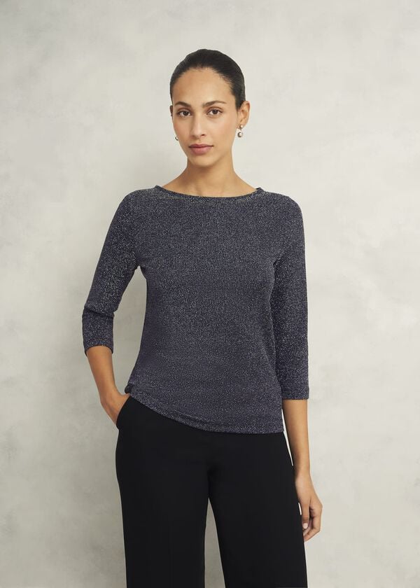 hobbs Sonya Sparkle Top Black Silver
