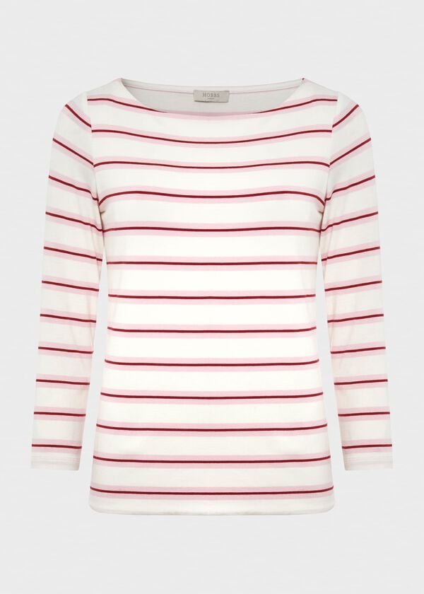 Hobbs Sonya Striped Top Ivory Pink