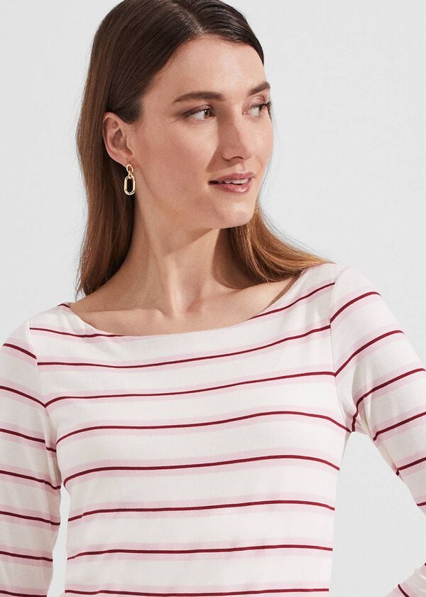 Hobbs Sonya Striped Top Ivory Pink