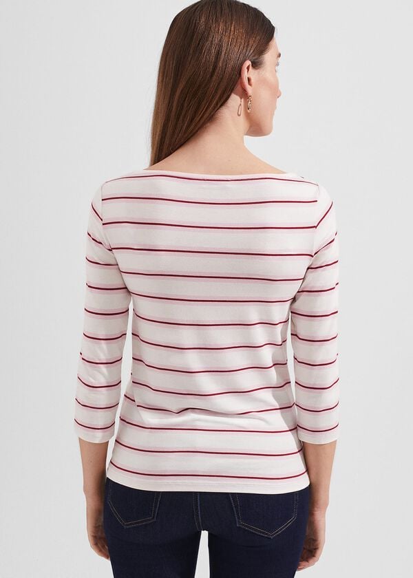 Hobbs Sonya Striped Top Ivory Pink