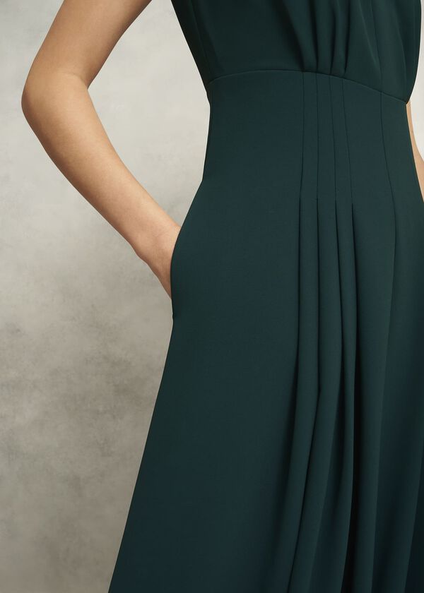 Hobbs Sophie V Neck Pintuck Dress Ponderosa Green