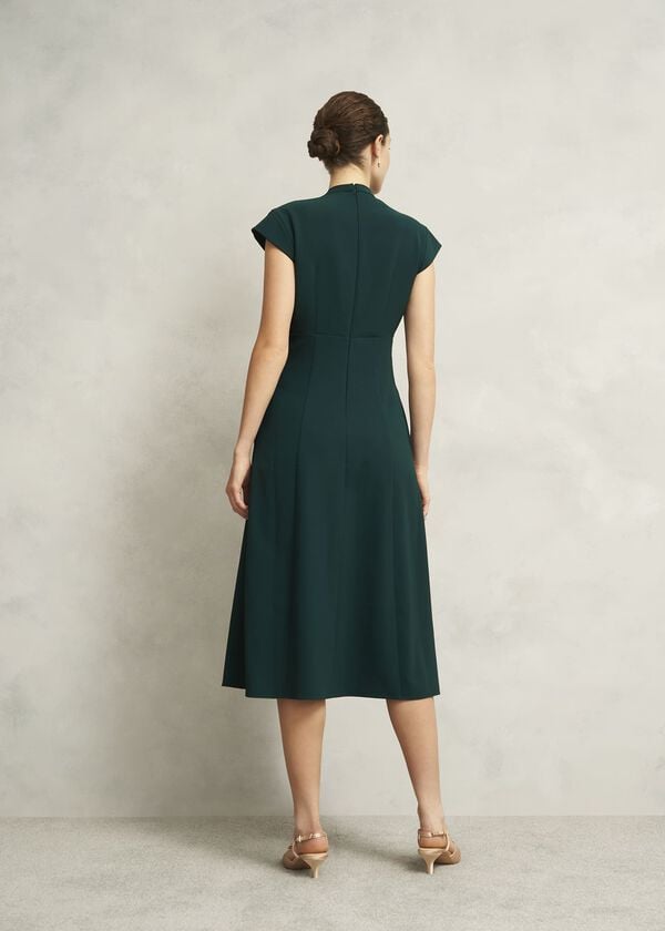 Hobbs Sophie V Neck Pintuck Dress Ponderosa Green