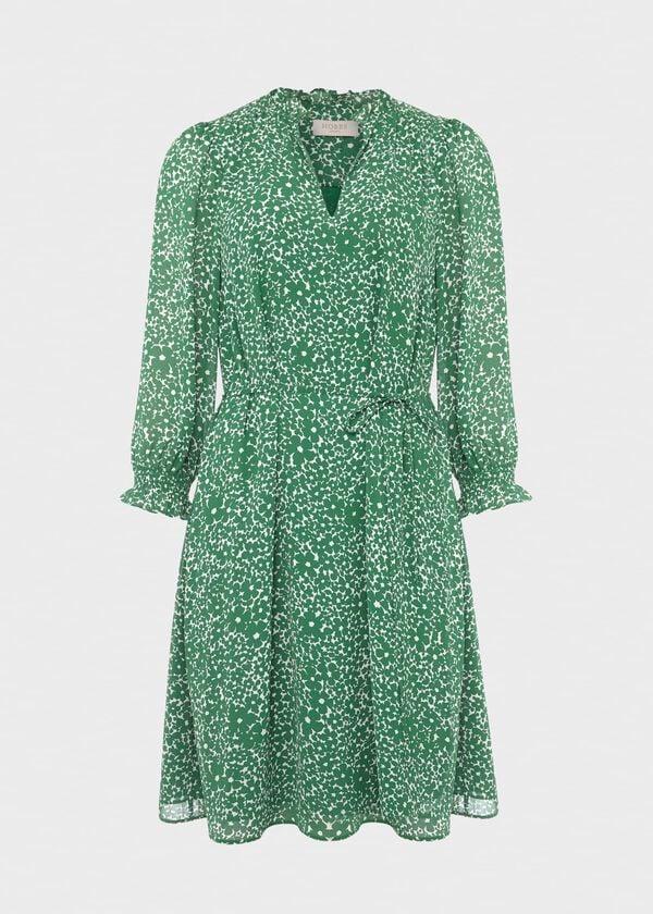 Hobbs Stefania Belted Dress Green White