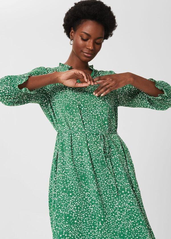 Hobbs Stefania Belted Dress Green White