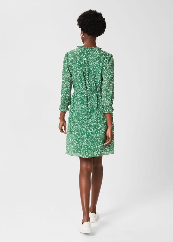 Hobbs Stefania Belted Dress Green White
