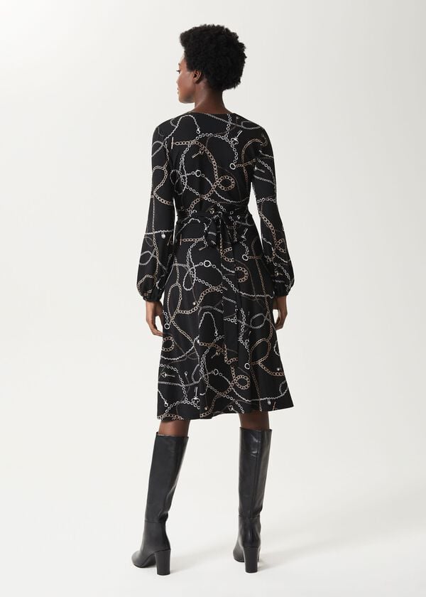 Hobbs Stephanie Wrap Dress Black Multi